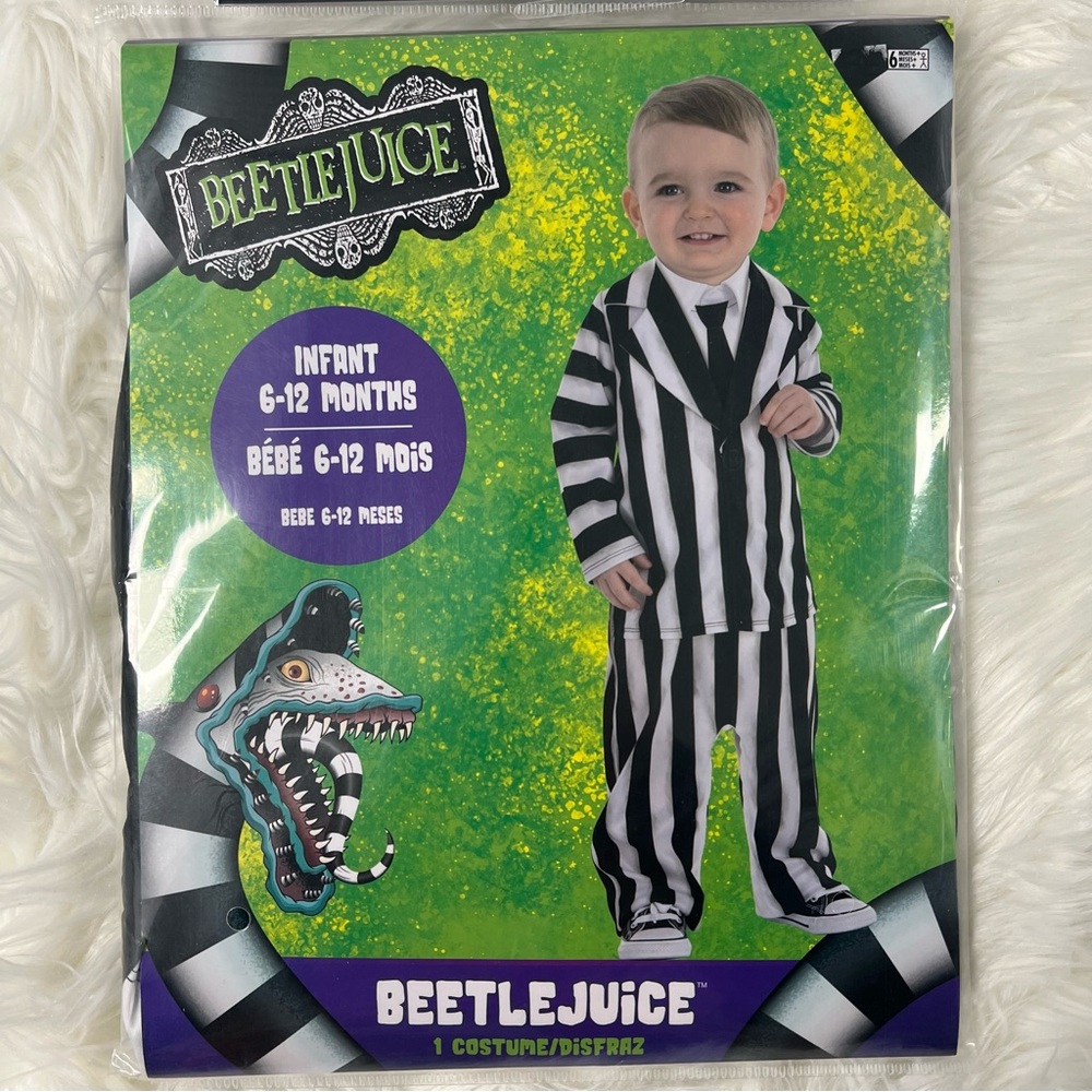 Beetlejuice Infant Costume NEW - Black and White 6-12 months